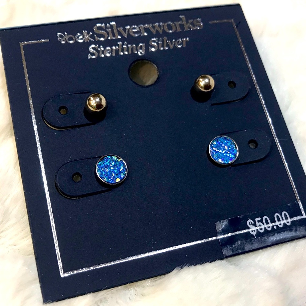 ✅🆕Sterling silver set of 2 pairs of earrings